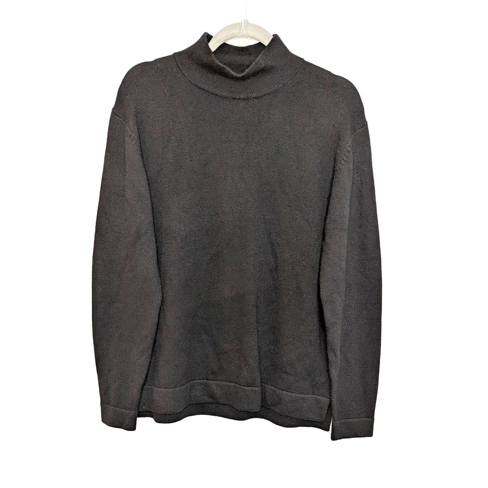 New Good Man Brand Sweater Mens Medium Merino Wool Black Long Sleeve Mock Neck